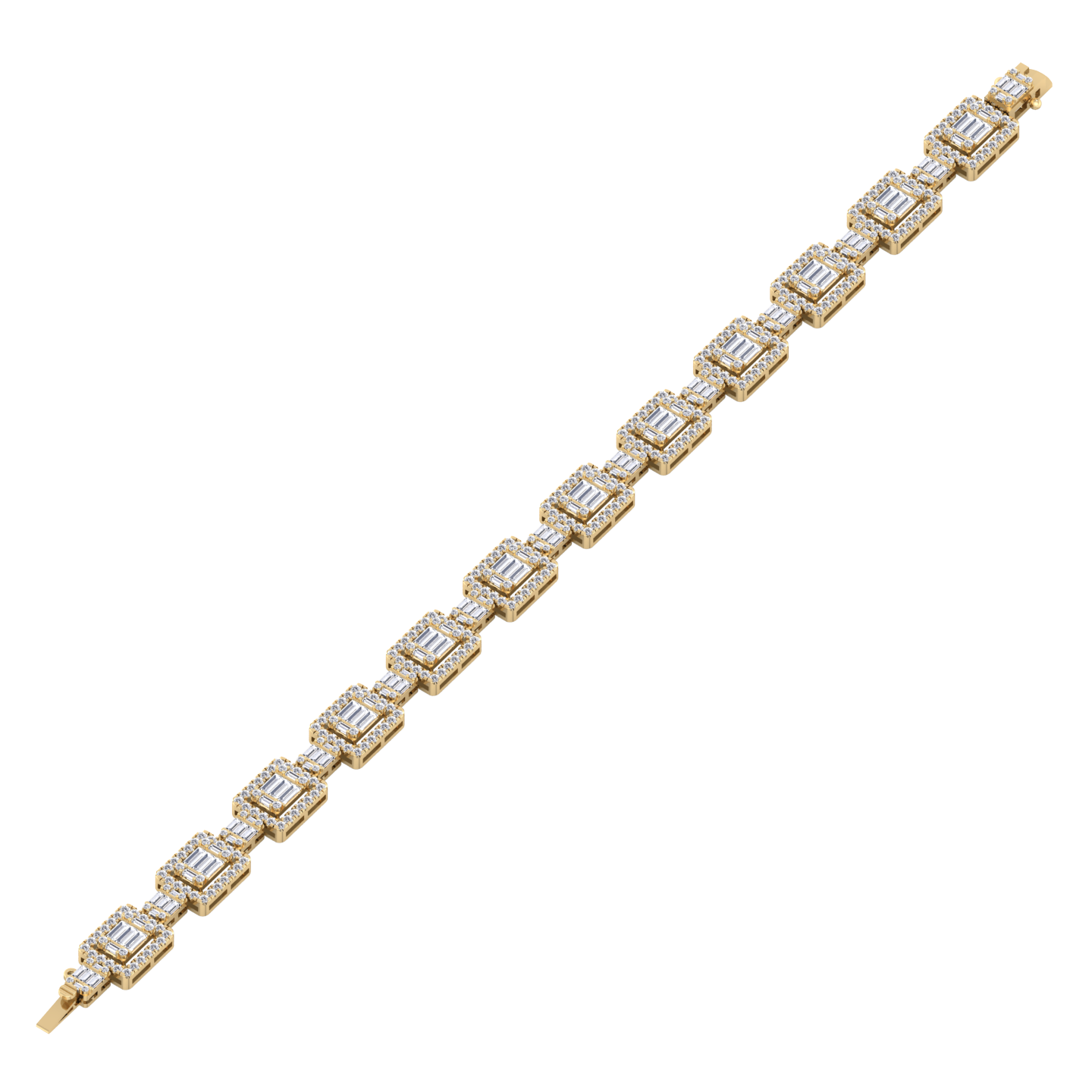 Square baguette diamond bracelet in gold
